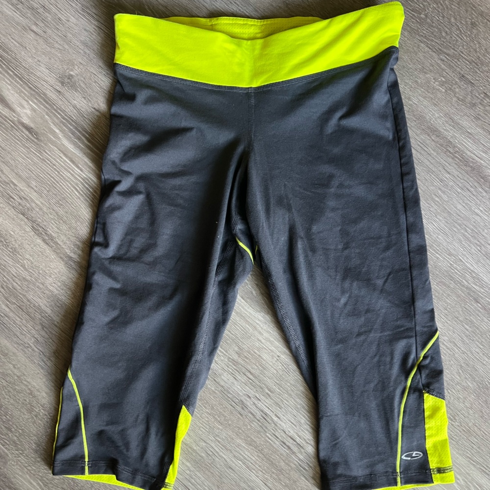 Gray and Neon Yellow Athletic Leggings